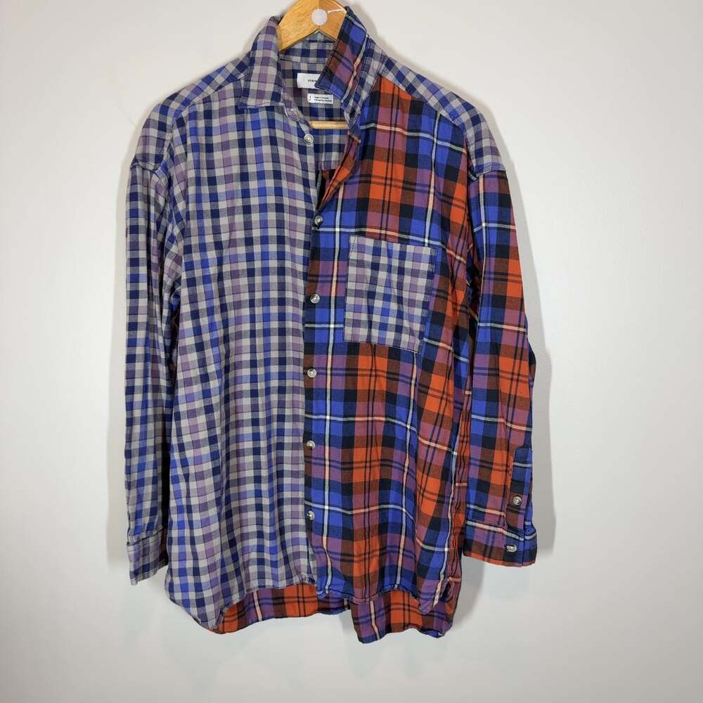 Urban Outfitters Patchwork Plaid Flannel Shirt Mens Size Small Button Down